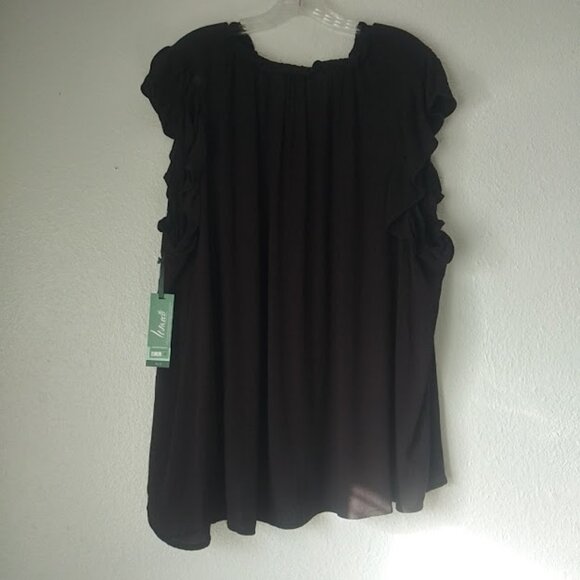 Terra & Sky flutter sleeve black blouse women's size 3X - Picture 4 of 14